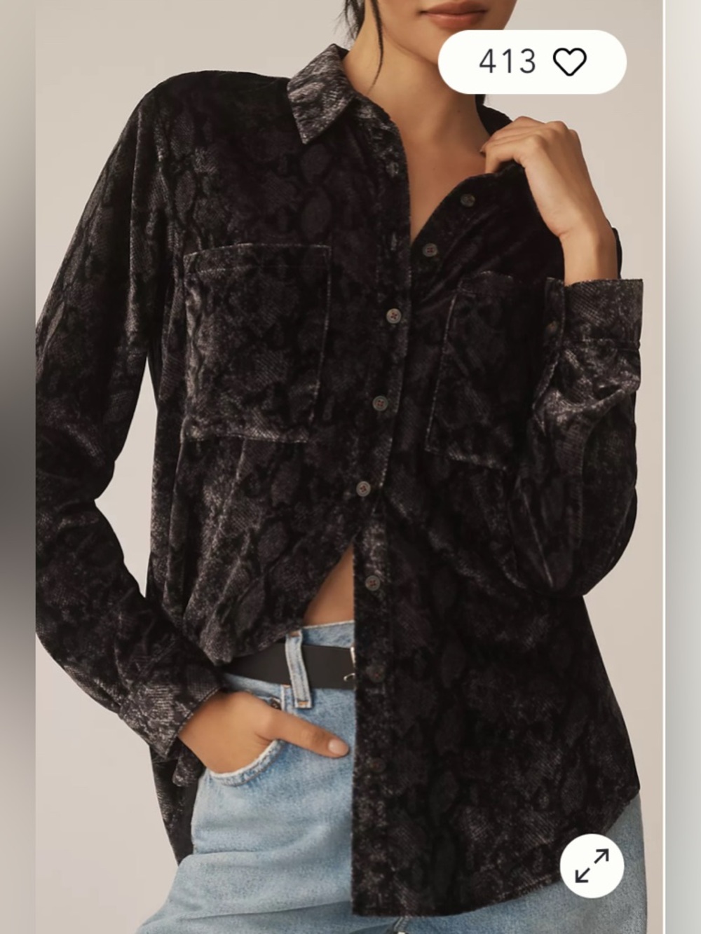 Anthropologie The Hadley Relaxed Buttondown Shirt by Pilcro: Velvet Edition - Picture 4 of 10